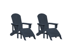 Conjunto 2 Cadeira De Jardim Vidaxl Azul-marinho Polietileno (83 X 74 X 92 Cm)