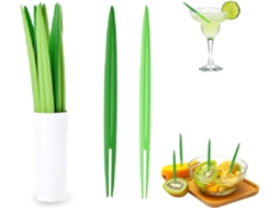 Palitos De Coquetel Com Folhas: 10 Garfos De Plástico Reutilizáveis De 10 Cm X 0,8 Cm Para Frutas