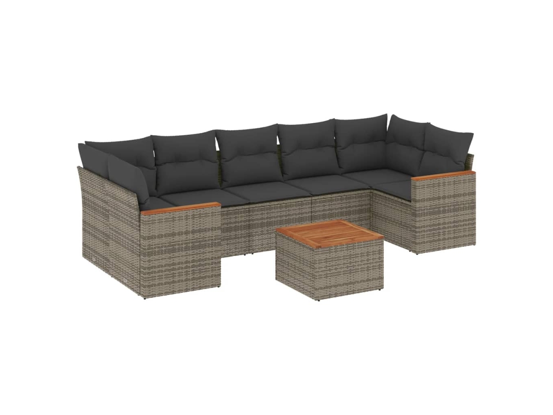Conjunto de 8 sofás de jardim com almofadões Vime Pe Cinzento MAISON EXCLUSIVE (8 peças)