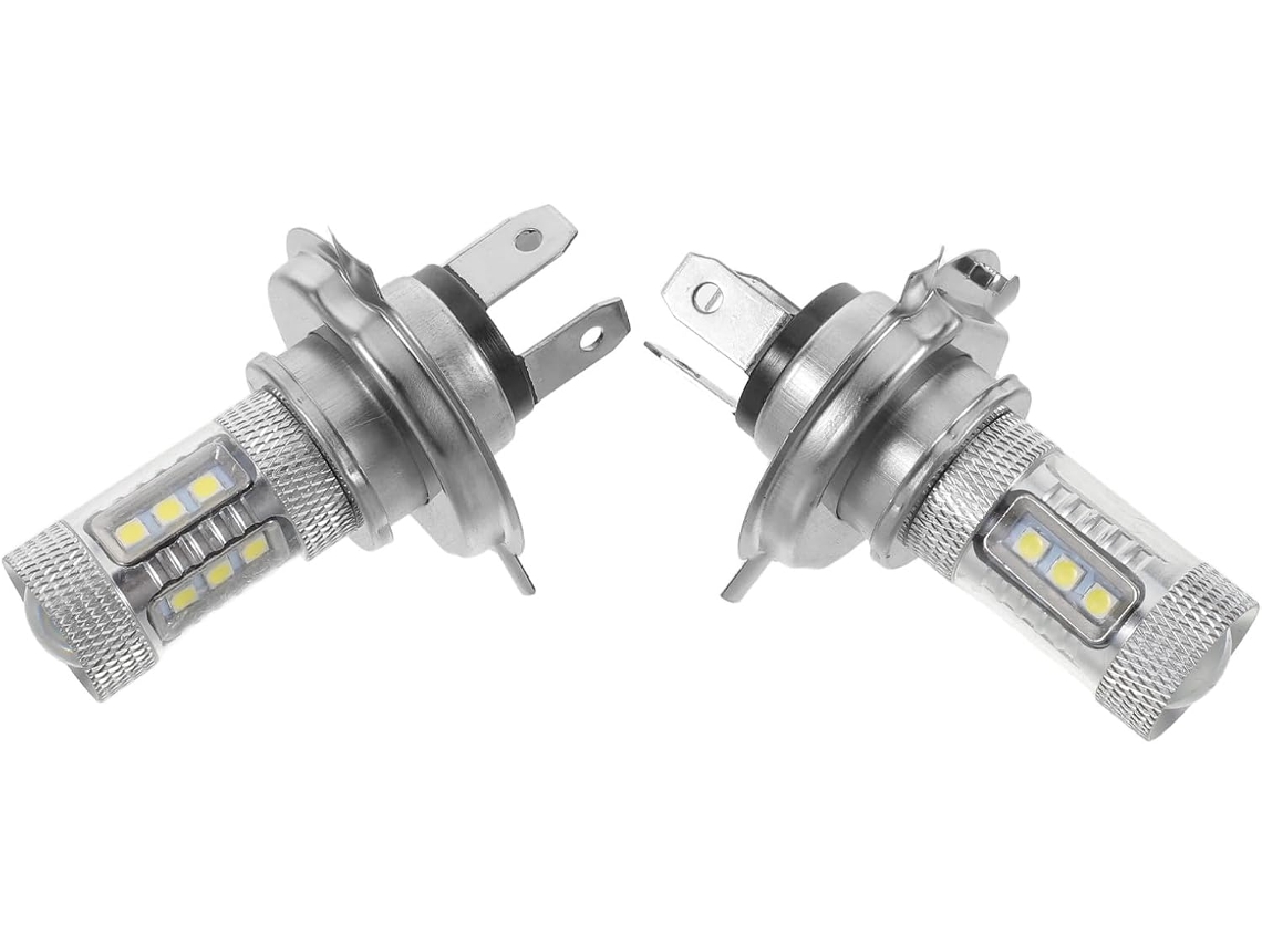 Kit com 2 lâmpadas H4 de 80w e 6000k com luz branca para faróis de neblina e faróis principais.