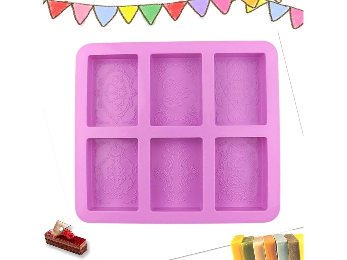 Rectangular Silicone Soap Mold With 6 Cavities, Ideal For Crafts, Cakes, Breads, Sweets, Chocolates And Handmade Soaps.