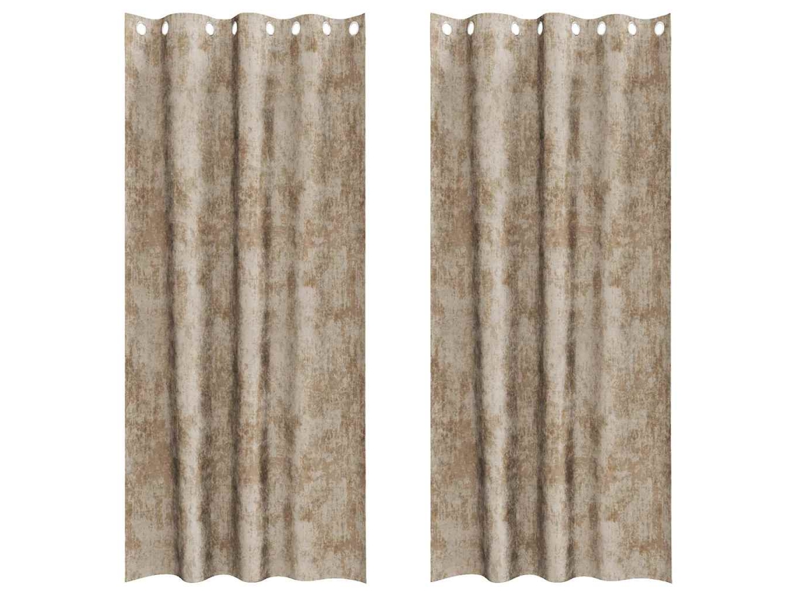 Conjunto 2 Cortinas De Veludo Vidaxl Bege Veludo (225 X 140 Cm)