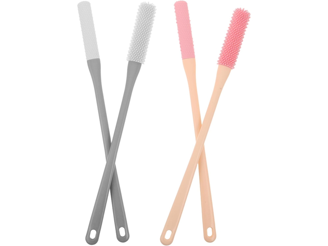 Conjunto Homoyoyo Com 4 Escovas De Silicone Cabo Longo Para Limpeza Dos Pés E Entre Os Dedos, Escovas Macias Em Cinza E