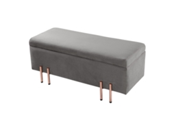 Arca De Assento Dals Veludo Pernas Metálicas 100 X 40 X 42 Cm Cinzento [EN.CASA]