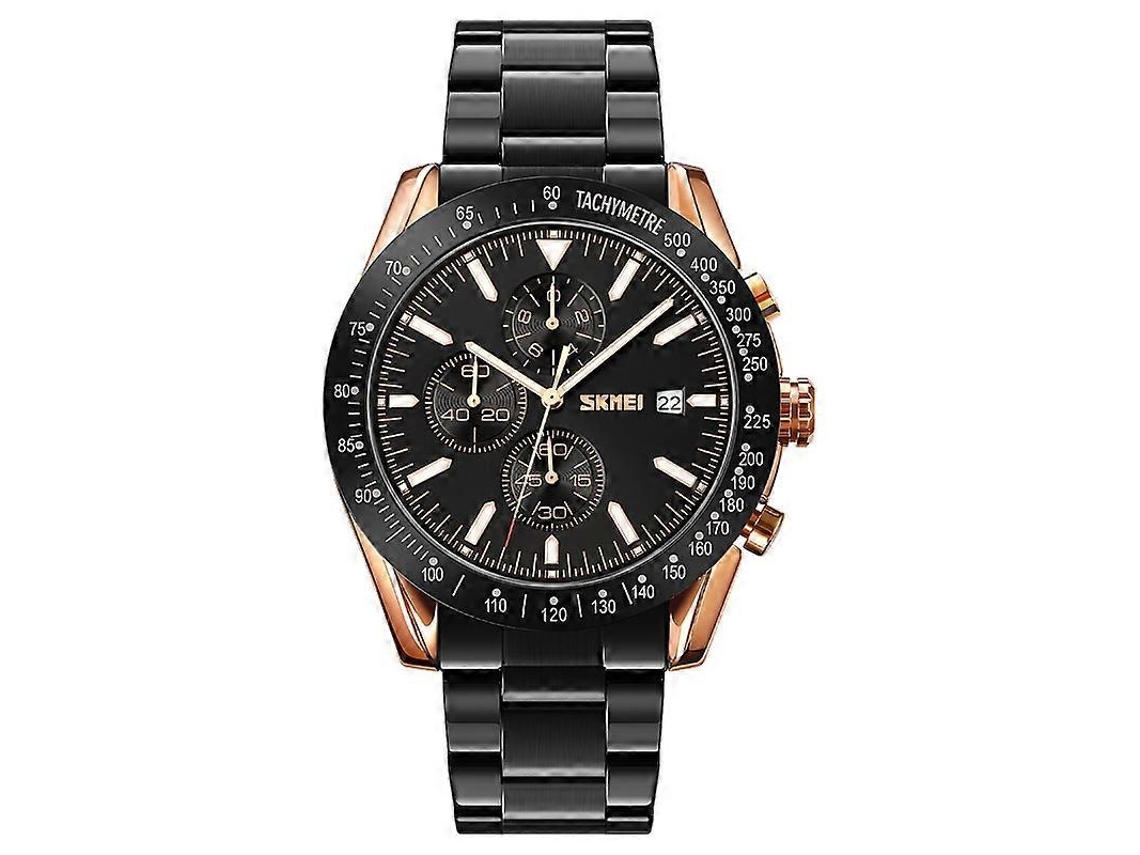 Relógio De Quartzo Masculino Skmei 9253 Com Cronômetro, Data E Pulseira De Aço Inoxidável De Seis Pinos.