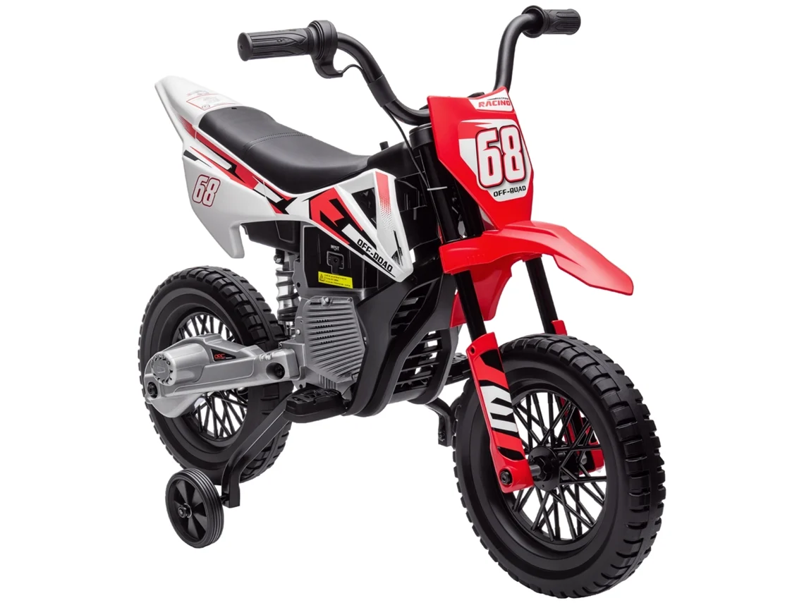 Moto Elétrica Infantil com 12v Música Velocidade 2,4 a 5 Km/h e Rodas Auxiliares na Cor Vermelho VOLTEDGE