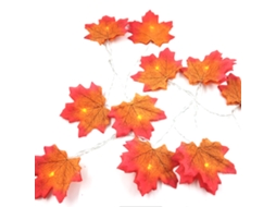 Guirlanda de Folhas de Bordo de Outono Luzes de Fada À Prova D'Água para Decoração de Halloween de Ação de Graças