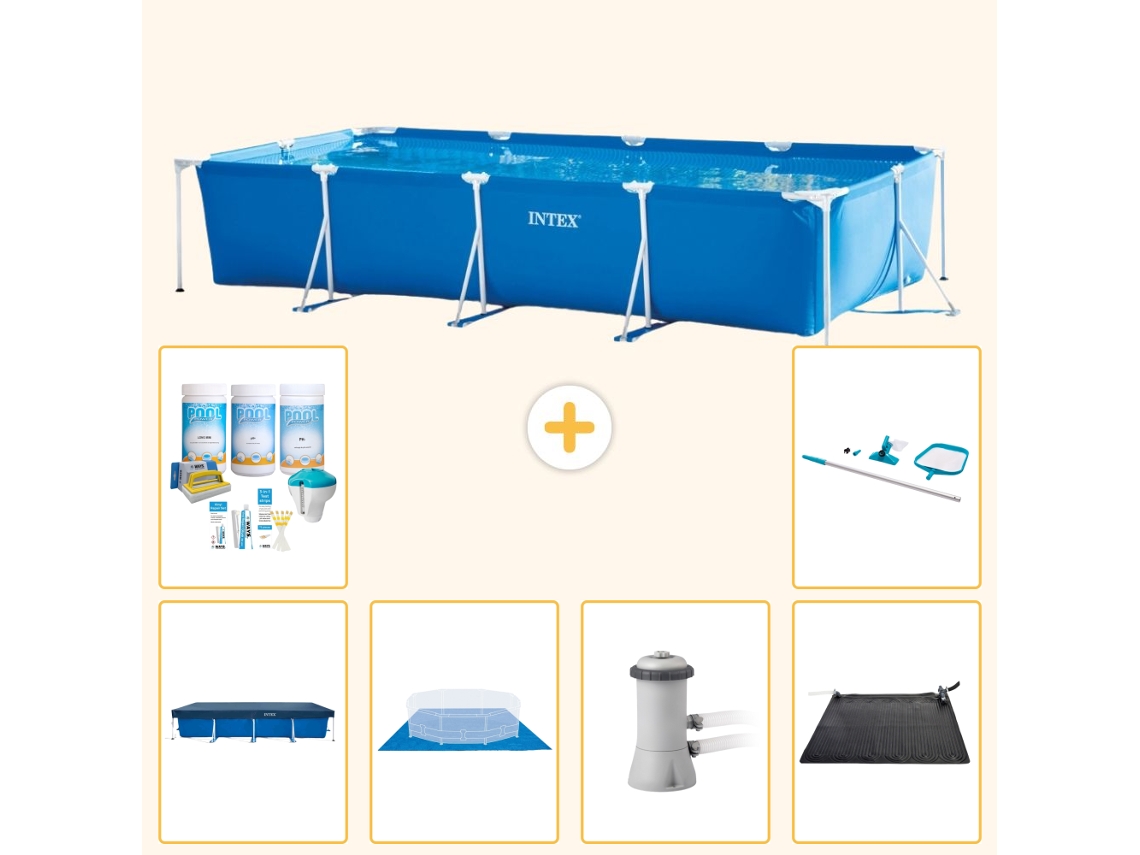 Intex Piscina Com Estrutura Retangular - 450x220x84 Cm - 7-peças Scb97