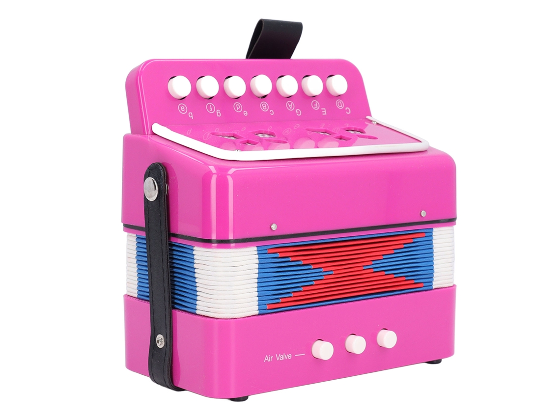 Primerox acordeão Infantil 7 Teclas Brinquedo Musical Desenvolvimento Infantil Vermelho Rosa