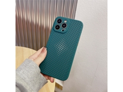 Capa Para Iphone 17 Air Verde Meia-noite Em Silicone Com Malha Para Dissipação De Calor