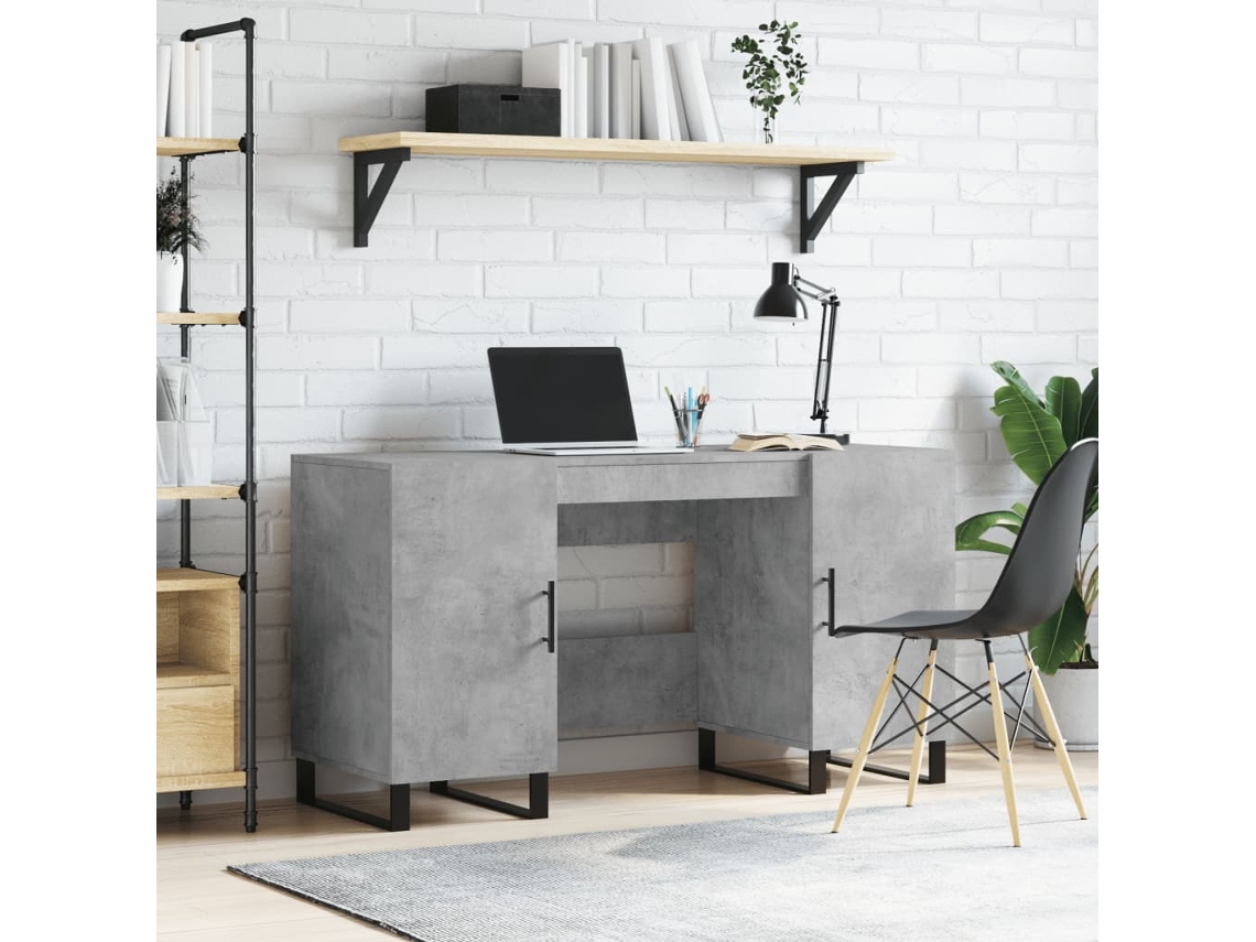 Vidaxl Secretária 140x50x75 Cm Derivados De Madeira Cinza Cimento