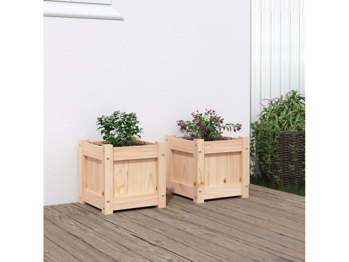 Vidaxl Vasos/floreiras De Jardim 2 Pcs Madeira De Pinho Maciça