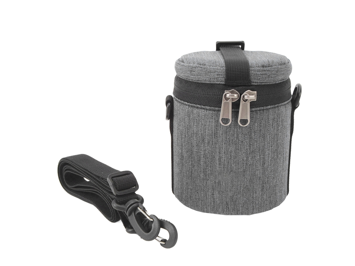 Camera Lens Case With Zippers Top Handle Adjustable Shoulder Strap Waterproof Lens Pouch Bag For Short Focal Length Lens Gray LAXISCREED