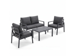 Conjunto Jardim Alumínio Antracite Sofá 2 Cadeiras e Mesa BRICOANDPOOL