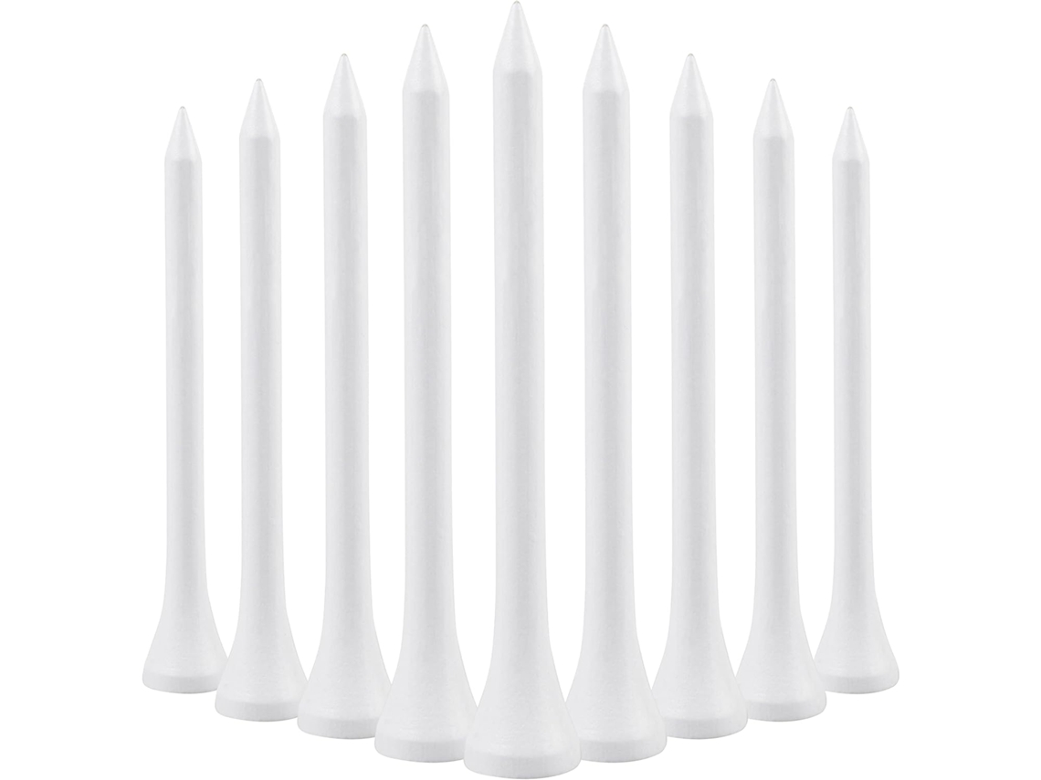Pacote Com 100 Tees De Golfe De Madeira Branca Biodegradáveis ​​xl De 70 Mm Aquaforge