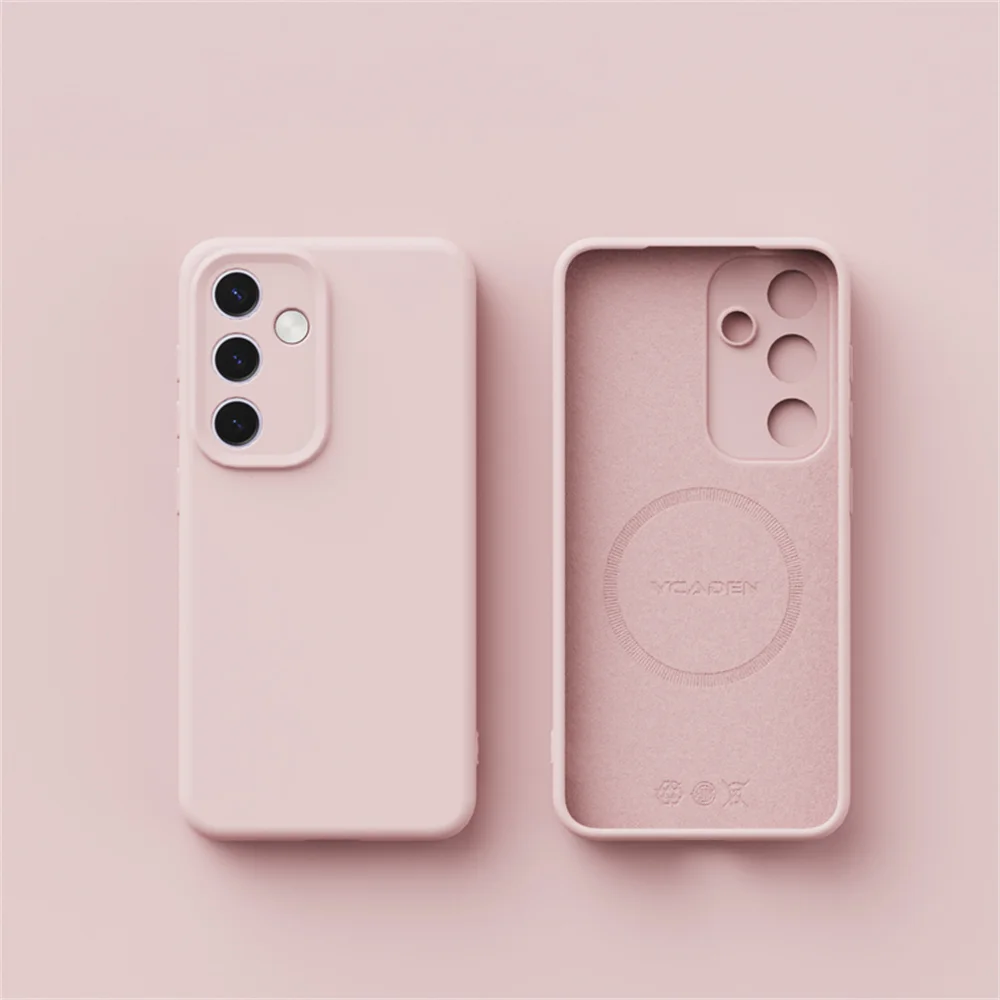 Capa Protetora (rosa) Para Samsung S23 Com Fixação Magnética Em Silicone Líquido