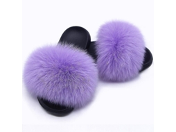 2026 zapatos de Pelo de Zorro para Mujer Chanclas Abiertas Confortables Suelas Anti deslizantes Interior Y Exterior