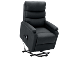 vidaXL Poltrona elevatória tecido cinzento-escuro