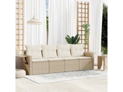 Conjunto de Móveis de Jardim HARLANV1 com 4 peças, sofás com almofadões Vime vidro