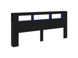 Cabeceira Carvalho Preta com LED 220 x 18,5 x 103,5 cm - EXCLUSIVO DA MAISON