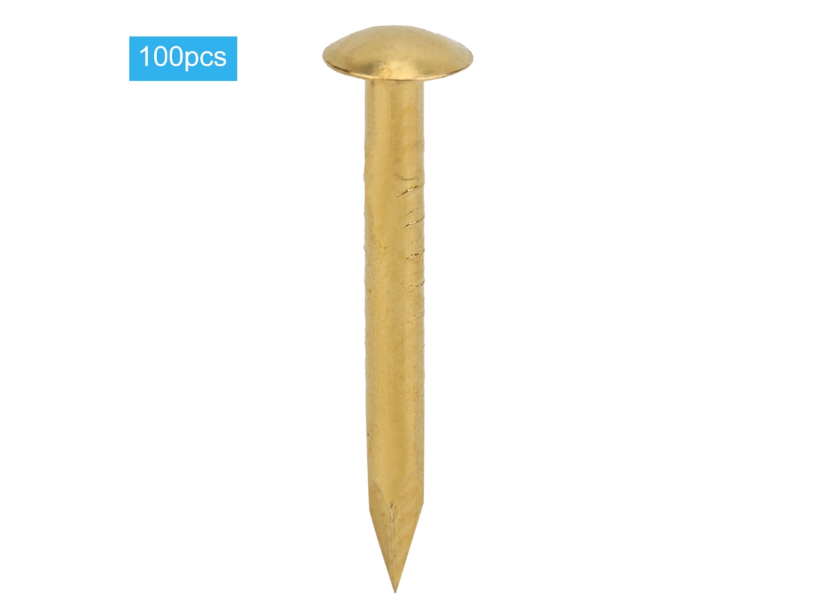 100 Clavos de Cabeza Redonda de Latón Vintage para Manualidades Diy, Accesorios de Instalación, Longitud 15mm