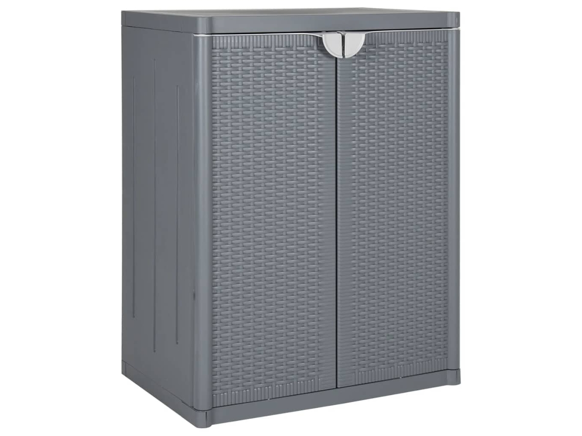 Vidaxl Móvel De Arrumação Para Jardim 65x45x88 Cm Vime Pp Cinzento