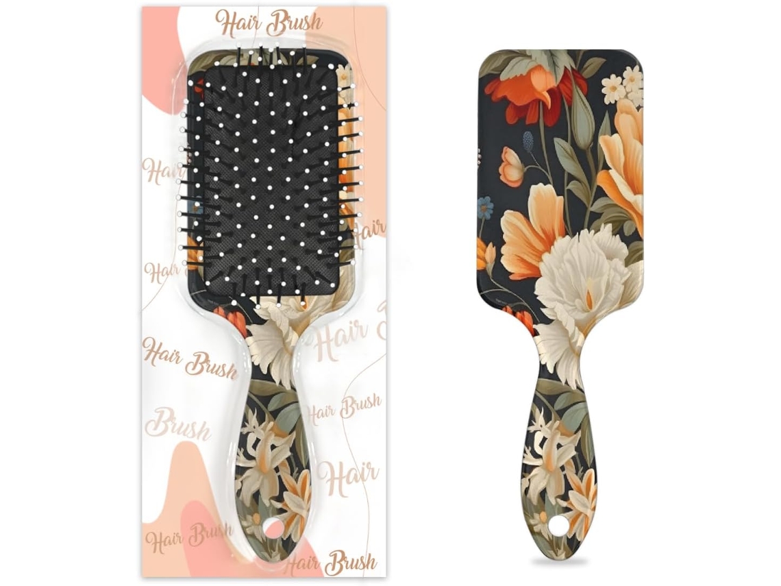 Escova Desembaraçadora Para Cabelos Molhados E Secos, Pente Com Almofada De Ar Estampa Floral Boêmia, Ideal Para