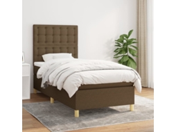Cama Com Molas/colchão 80x200 Cm Tecido Castanho-escuro