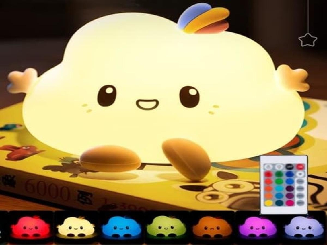 Lurelia Abajur Infantil Com Silicone Macio, Recarregável via USB, Sensor de Toque e Temporizador para Bebês e Crianças, para Cabeceira