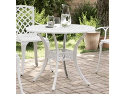 Vidaxl Mesa De Jardim Ø90x75 Cm Alumínio Fundido Branco