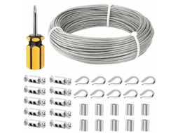 Cabo de aço inoxidável de 3 mm, corda de aço inoxidável de 50 m/3 mm, cabo de aço revestido com clipes, mangas M3, dedais de aço Ehstmind