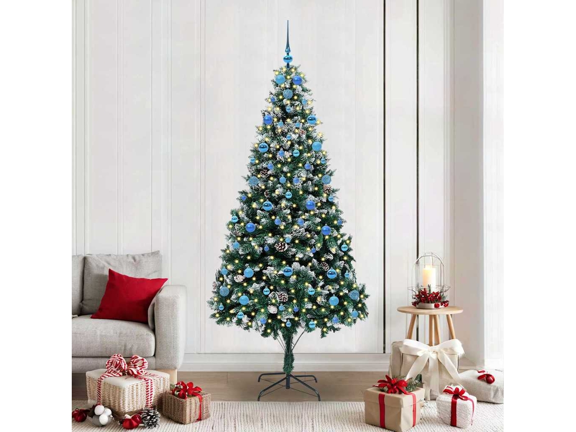 Vidaxl Árvore De Natal Artificial Verde 210 Cm Pvc, Aço E Plástico