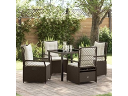 Vidaxl Conjunto de Jantar para Jardim 5 Pcs Castanho Vime Pe