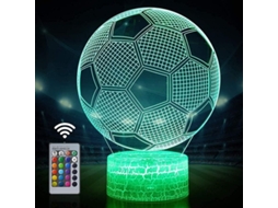 2026 lanterna de Futebol 3d para Crianças, Luz Noturna com Controle Remoto 16 Cores Presente Ideal