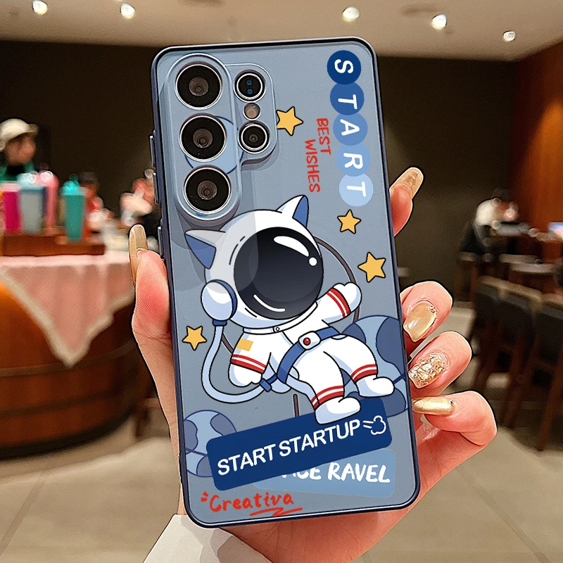 Capa Para Celular Galaxy S24 Com Estampa Fofa De Astronauta E Ímã (azul).