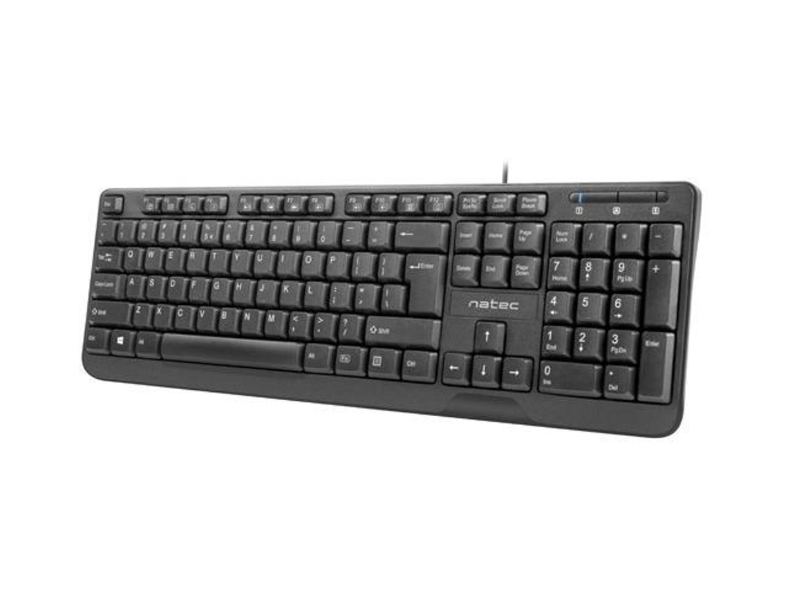 Teclado com Fio Usb NATEC Slim para Laptops e Pcs, Preto.