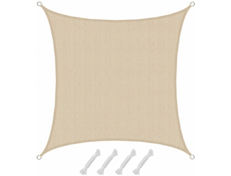 Toldo Vela De Sombra Uv 3x3 M Hdpe Cuadrado, Lona De Jardín Con Protección Solar Beige Hdd