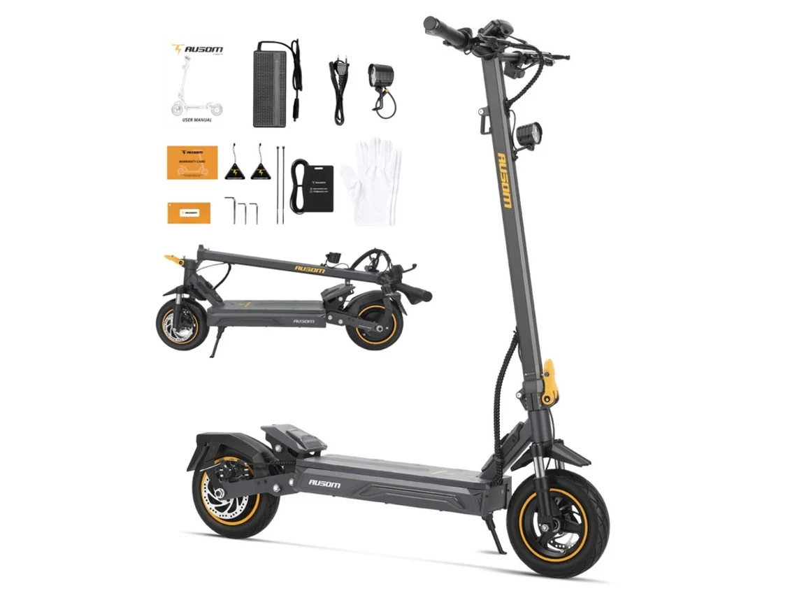 Trotinete Elétrica Ausom K20 Single Motor 1100w Autonomia 70km Velocidade Máxima 45km/h Bateria 48v 13.5ah Travões Disco E-abs Nfc Cinza