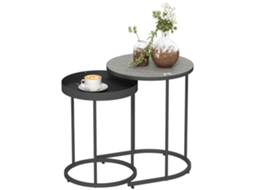 Conjunto de 2 Mesas de Sala Encaixáveis, Metal Cinza S/MARCA