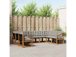 Vidaxl Conjunto De Sofás Para Exterior 9 Unid. Cinza Natural E Claro