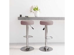 Bancos De Bar 2 Pcs | Banco Interior Tecido Cinzento-acastanhado