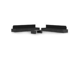 Conjunto Lounge Jardim 9 Peças C/ Almofadões Vime Pe Preto Dkd Home Decor