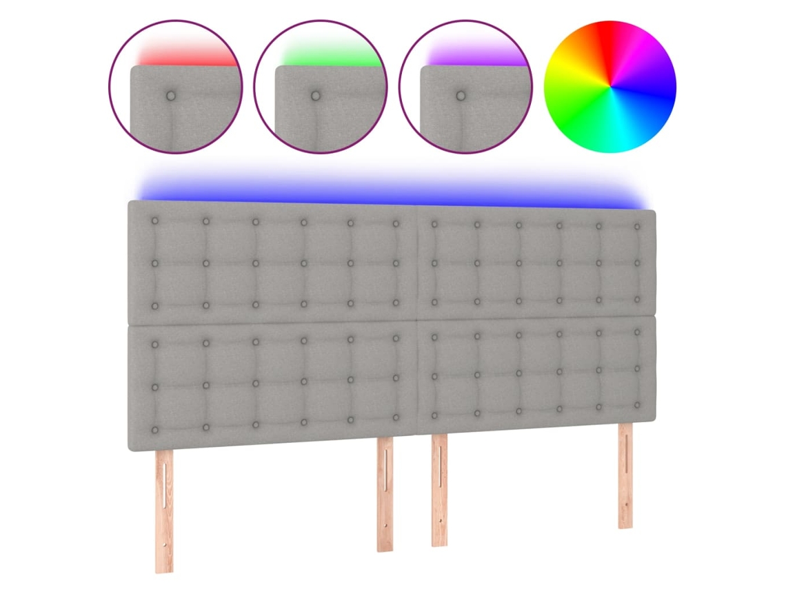 Cabeceira com luzes LED em tecido cinza claro MAISON EXCLUSIVE (200x5x118 cm)