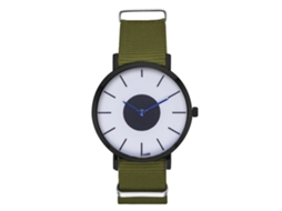 Relógio masculino casual e estiloso com pulseira de nylon, mostrador redondo e movimento de quartzo (verde militar).