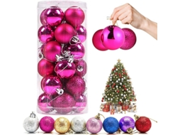 Adornos De Natal Bolas 24 Peças Para Árvore De Natal De Pvc Quebravel Com Cores Brilhantes E Mate