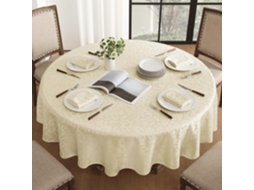 Toalha de Mesa Redonda de Natal, 200 Cm, Bege ZYBLSSBB