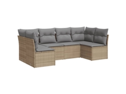 Conjunto de 6 Sofás P/ Jardim com Almofadões Vime Pe Bege MAISON EXCLUSIVE (80x200 cm)