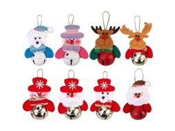 Adorno de Natal com sinos, 8 peças, Papai Noel, boneco de neve, rena, urso | S/MARCA
