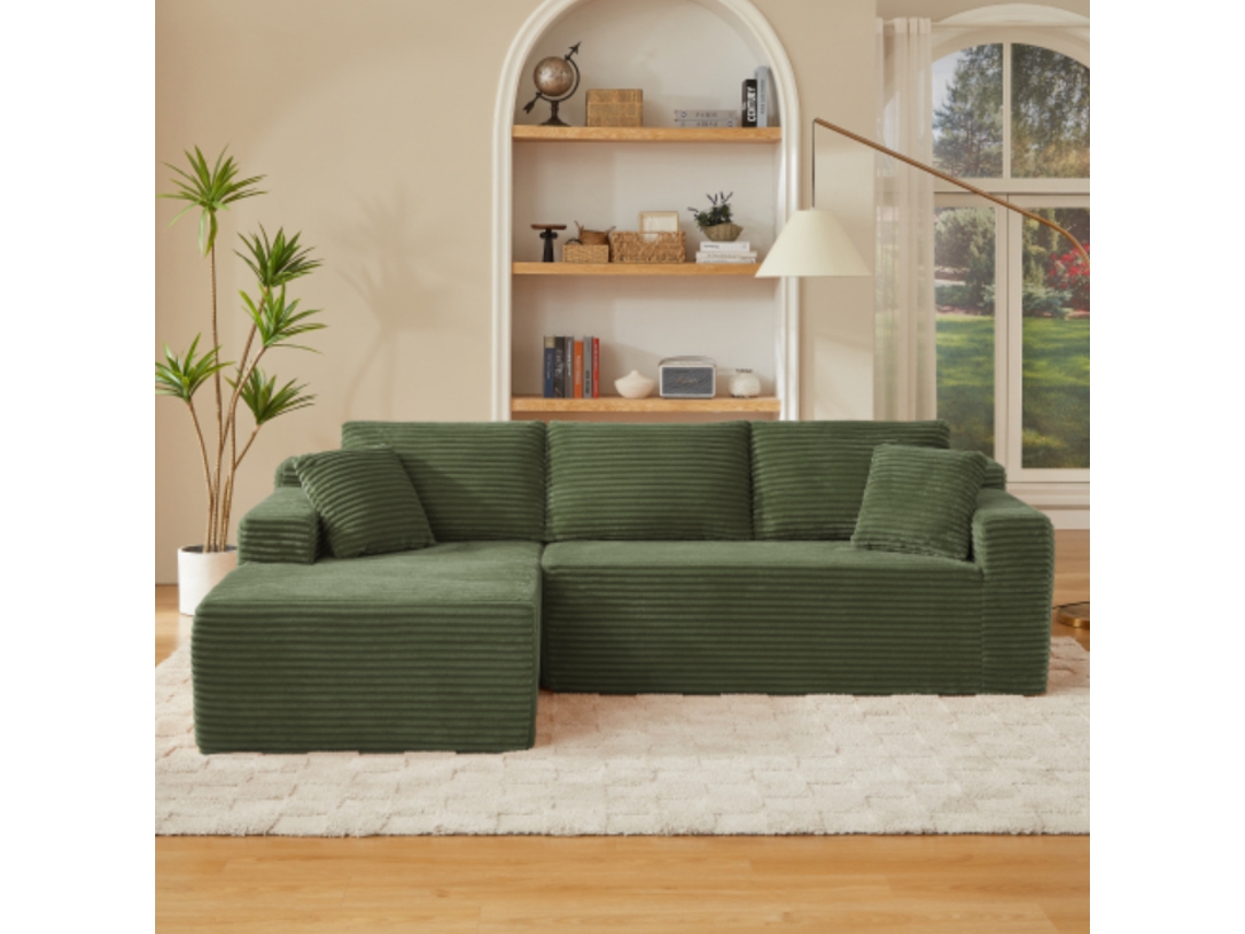 Sofá Modular De 4 Lugares - Sofá Modular Com Espuma Viscoelástica, Cloud Couch Com Chaise Longue Grande - Verde
