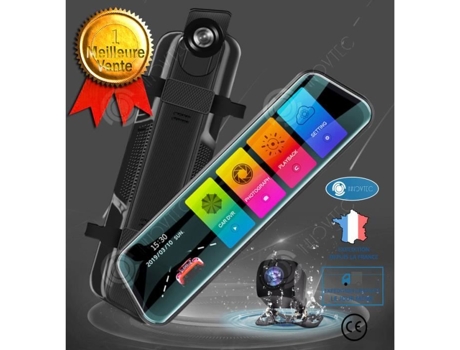 Espelho retrovisor multimídia com tela sensível ao toque Lunavo de 10 polegadas com lente dupla 1440p, visão noturna e imagem reversa